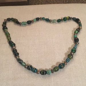 One of a kind, Hand beaded green necklace